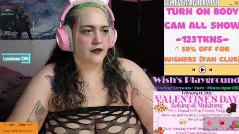 Snapshot of nevermakeawish chatting on 13, 2, 2026 Wishs Playground online show from 13, 2, 2026